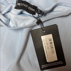 PRETTYLITTLETHING dusty blue crepe dress